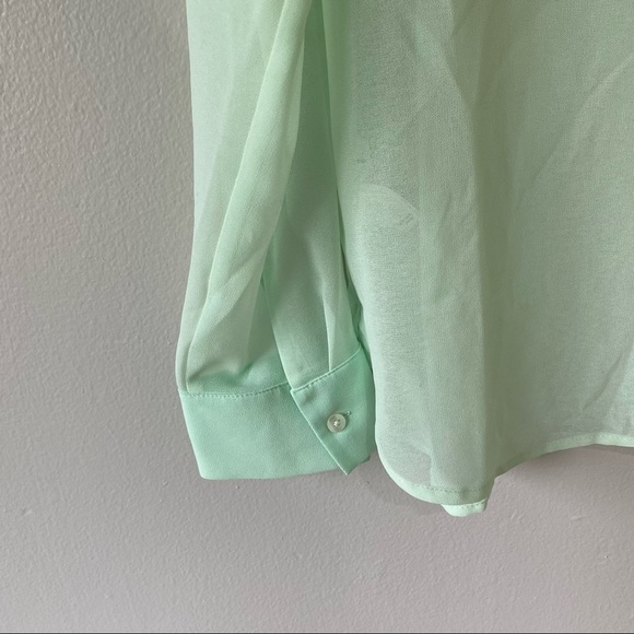 Ann Taylor Petite Sheer Green Blouse - Picture 6 of 8